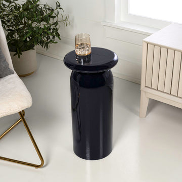 Miles 22.75" Mid-Century Modern Metal Sleek Cylinder Drink Table
